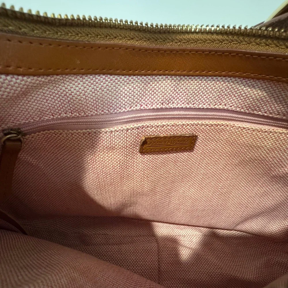 Dooney & Bourke Hobo Bag Tan Brown Medium Circle Purse Pebble Leather Y2K Rare